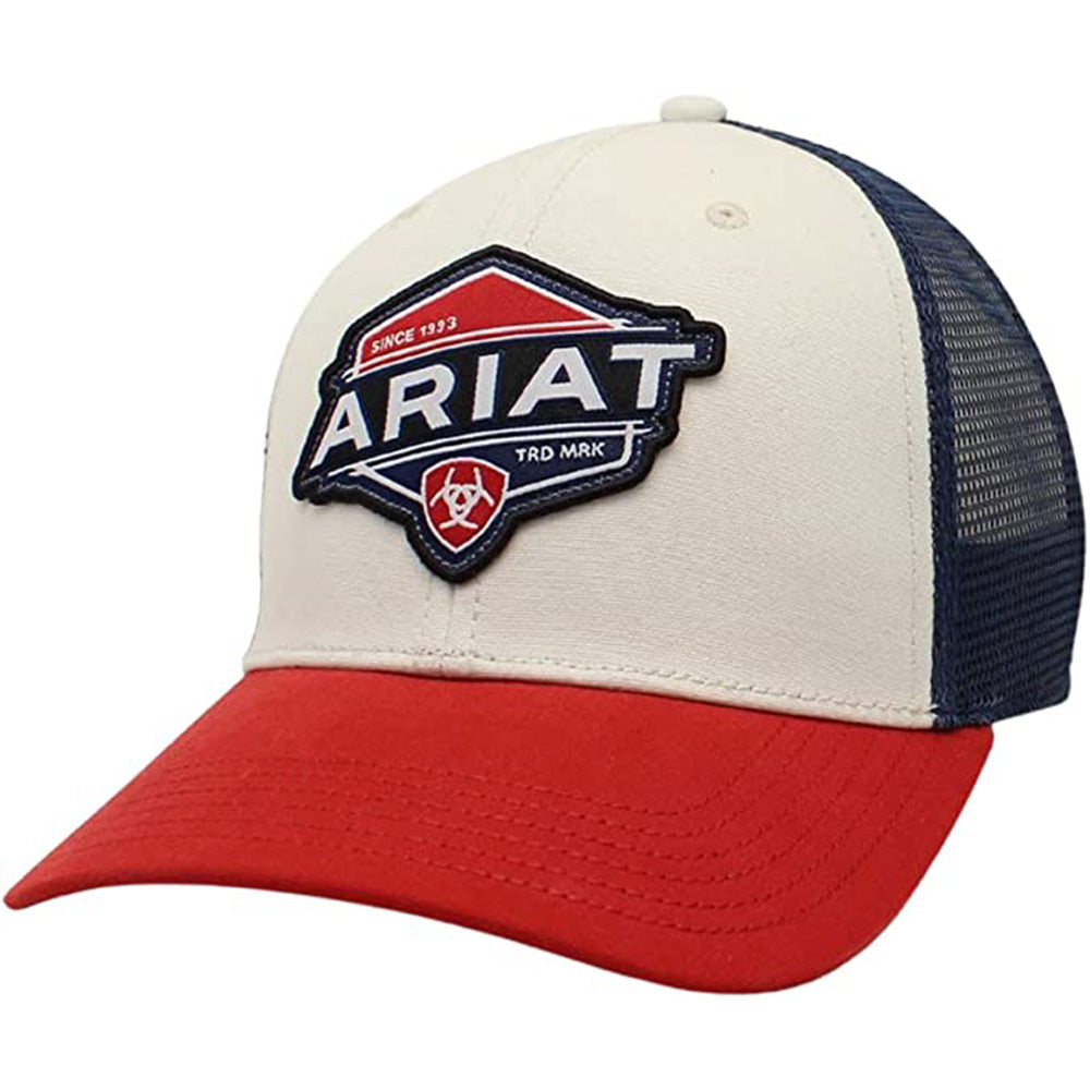 red ariat cap