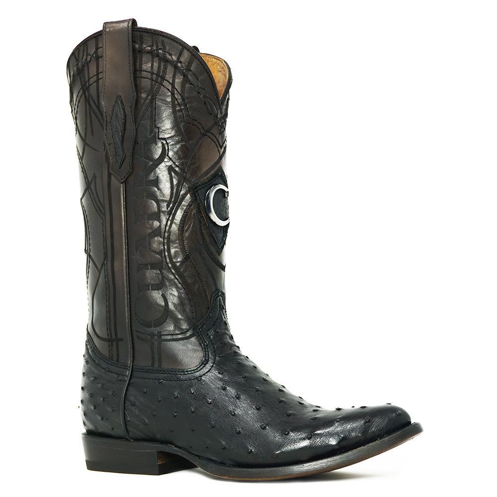 botas cuadra avestruz negro