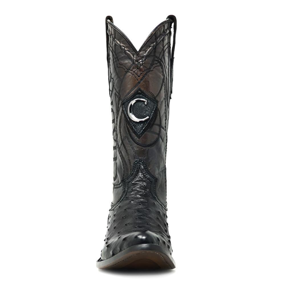 round toe ostrich cowboy boots black