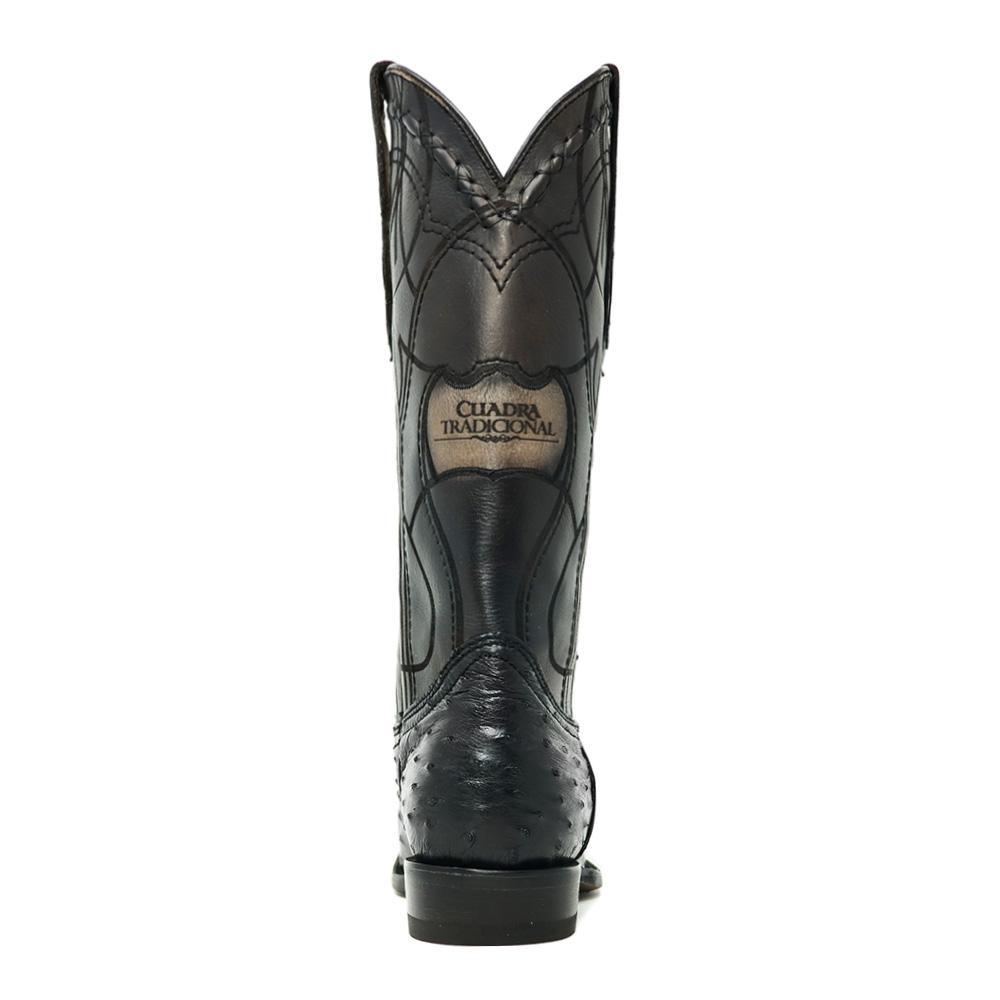 cuadra round toe ostrich boots black