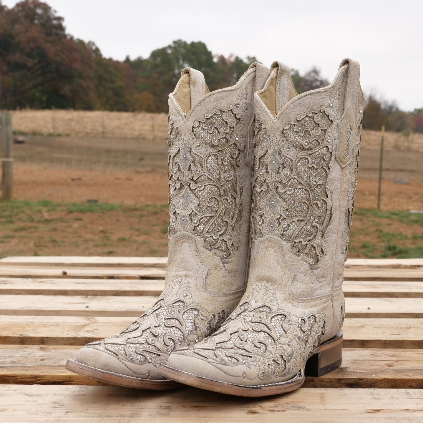 white crystal wedding boots