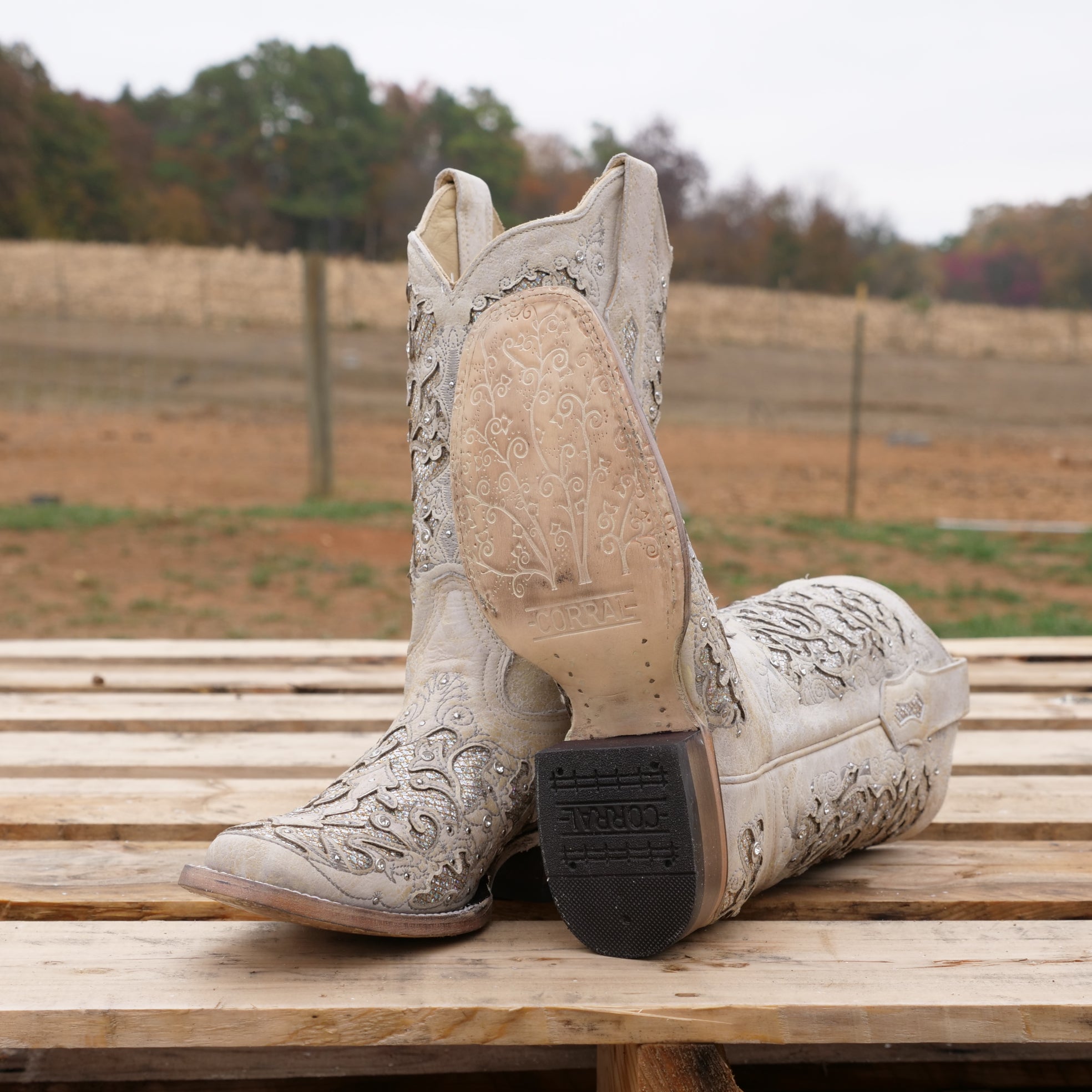 white wedding boots with crystals and glitter