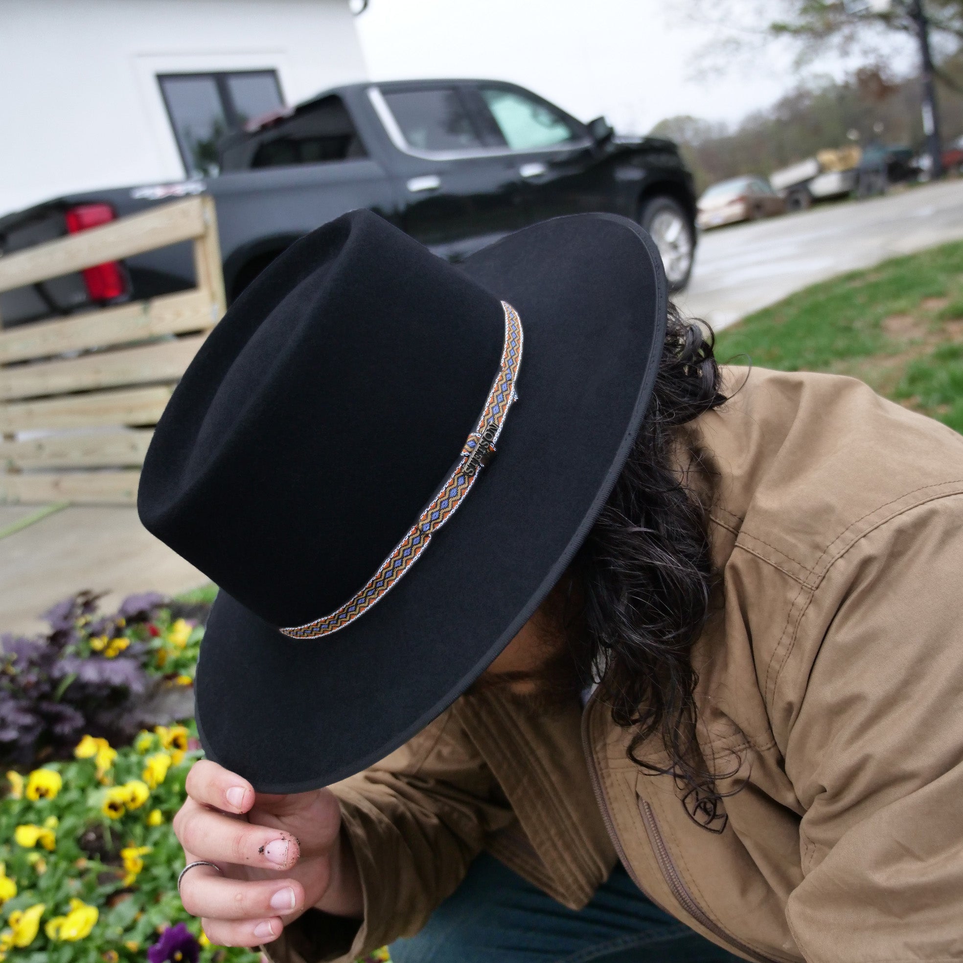 stetson yancy black hat boater hat flat brim 