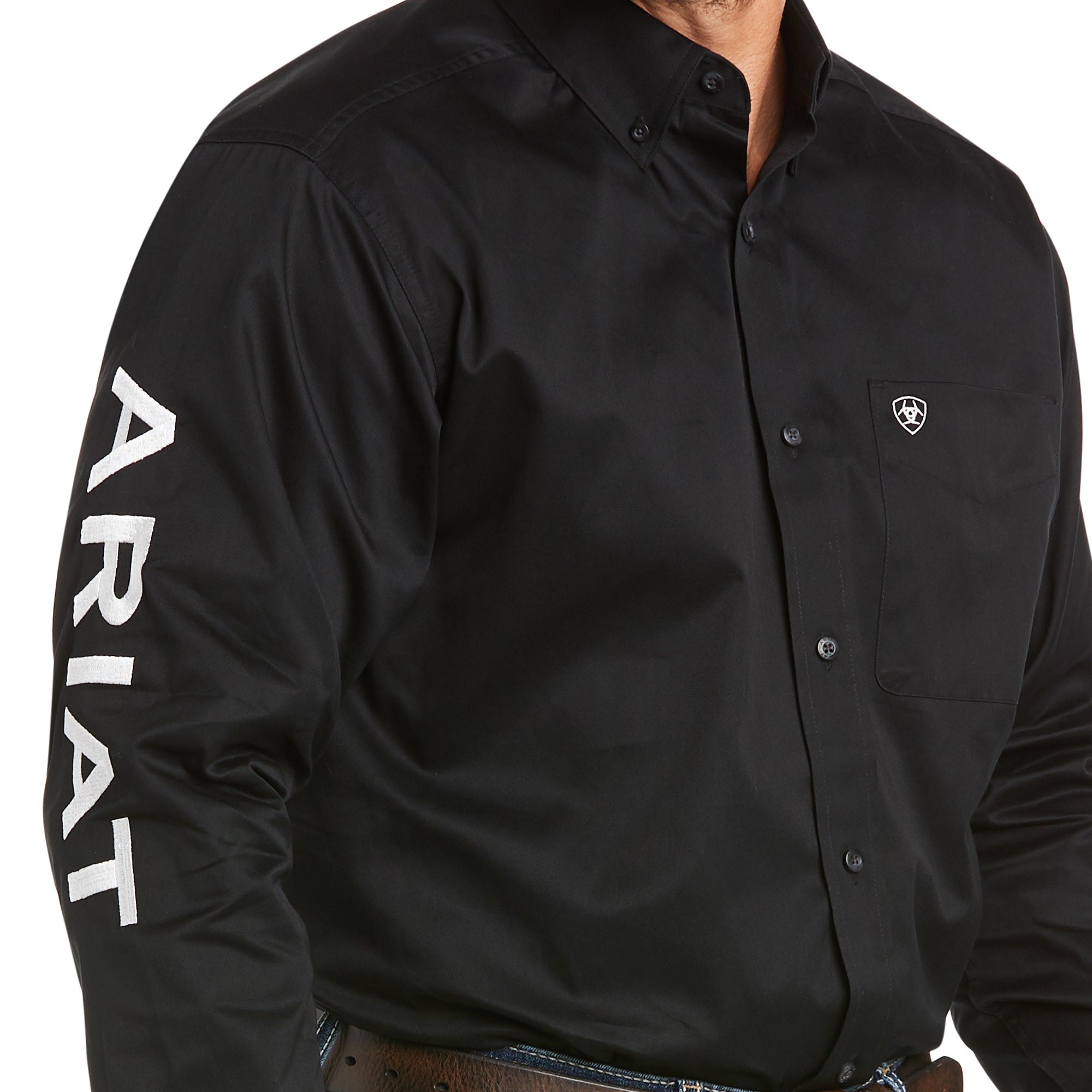 camisa ariat negra manga larga para hombre