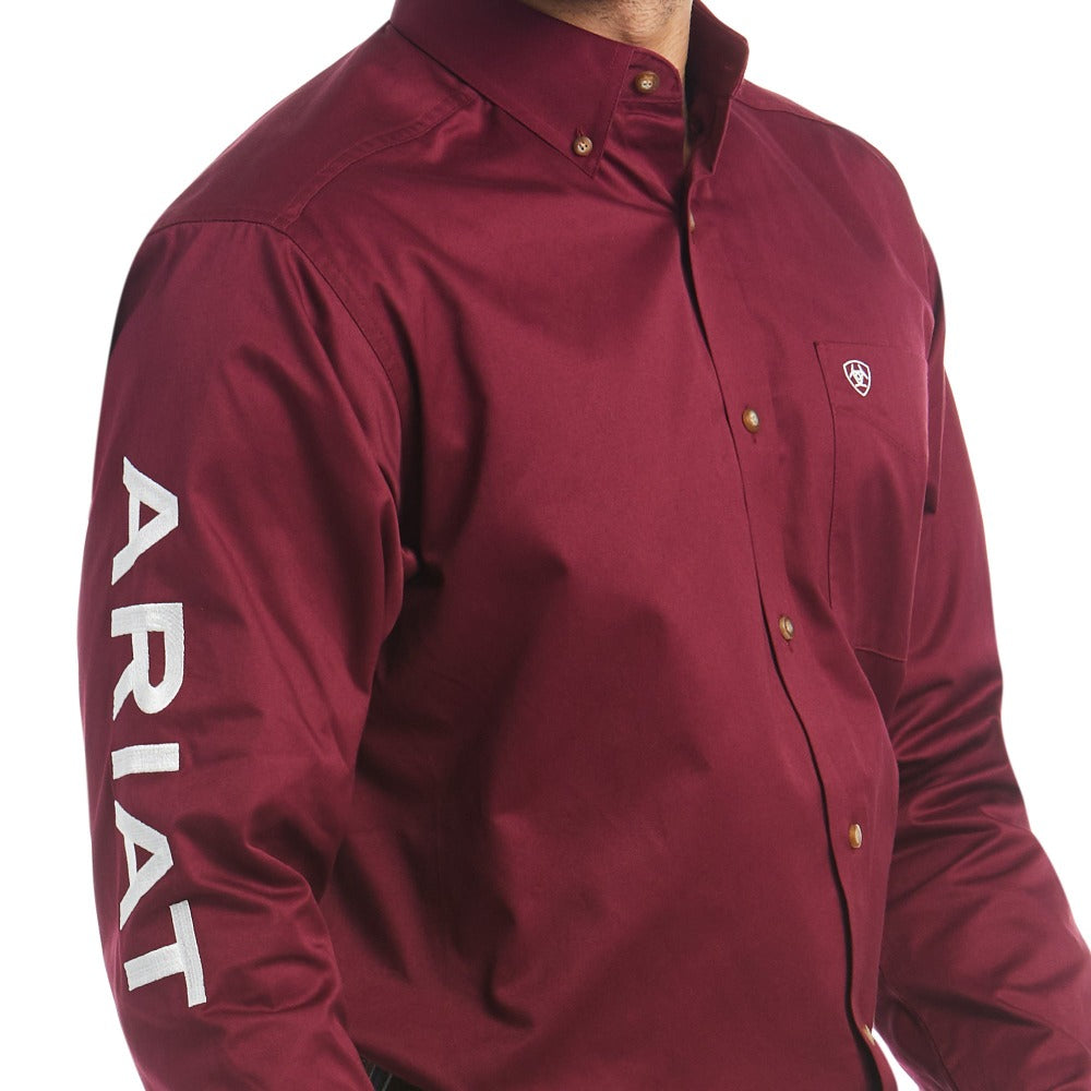 wine colored shirt