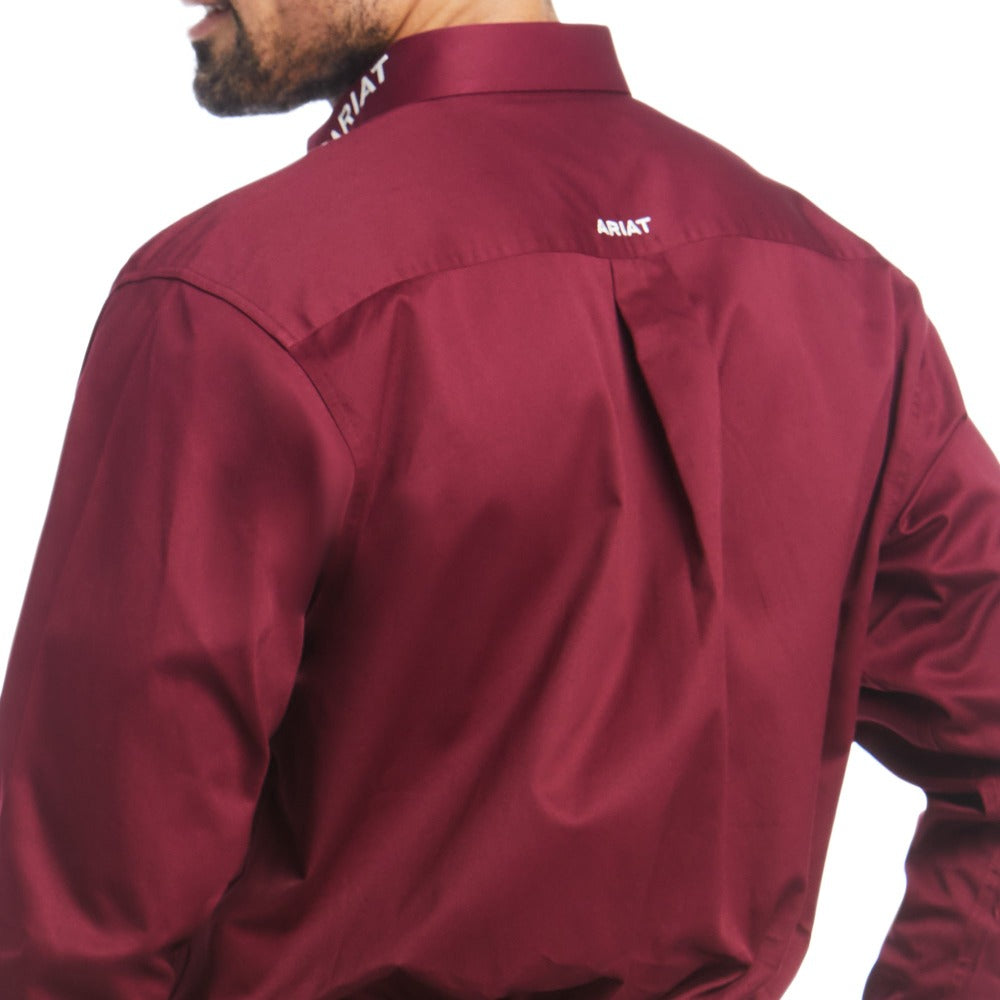 mens button down burgundy shirt